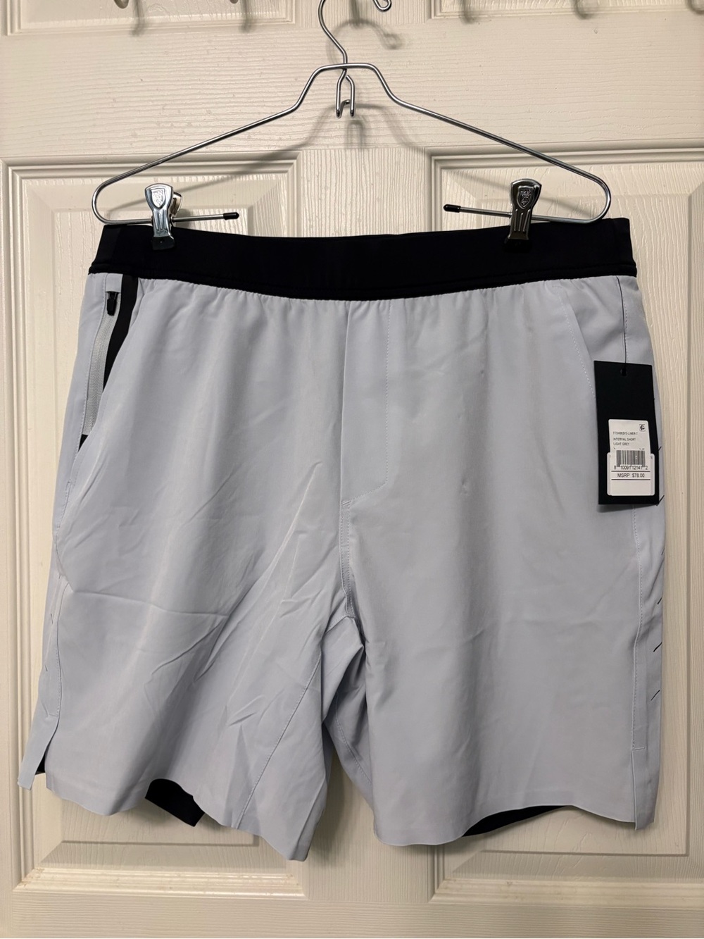 NWT Mens Ten Thousand The Interval Short 7" Lined Light Gray / Black Large $78